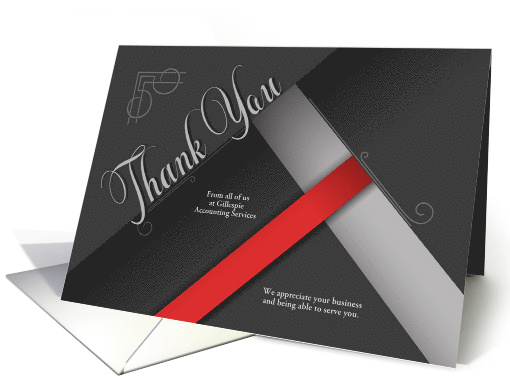 Customer Appreciation Shades of Gray with Red Custom Business card