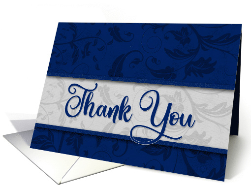 Business Thank You in Blue and Silver Damask card (971685)