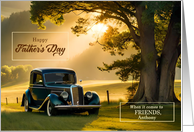 for Friend on Father’s Day Custom Classic Car in Blue card