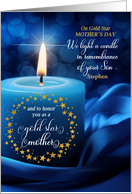 Gold Star Mother’s Day Blue Heart and Candle Custom card
