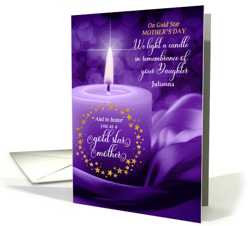 Gold Star Mother's Day Purple Heart and Candle Custom card (974395)