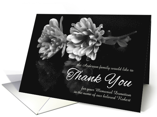 Custom Thank You for the Memorial Donation Classic Black card (976279)