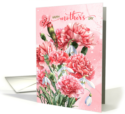 Mother's Day Pink Carnations and Snowdrops card (977421)