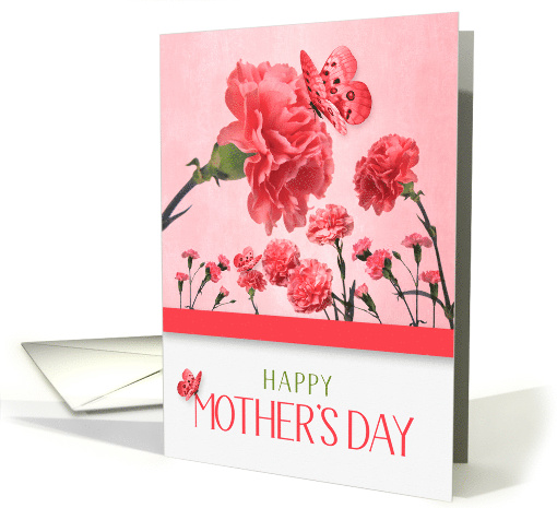 Mother's Day Pink Carnations with Butterflies card (977421)