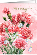 I’m Sorry Pink Carnations with Butterflies card