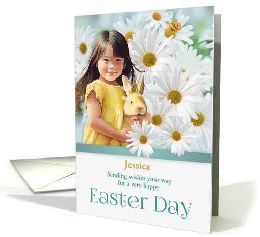 for Girls at Easter White Daisies with Custom Name card (977985)