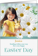 for Girls at Easter White Daisies with Custom Name card