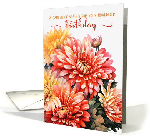 November Birthday Chrysanthemums Garden of Wishes card (979489)
