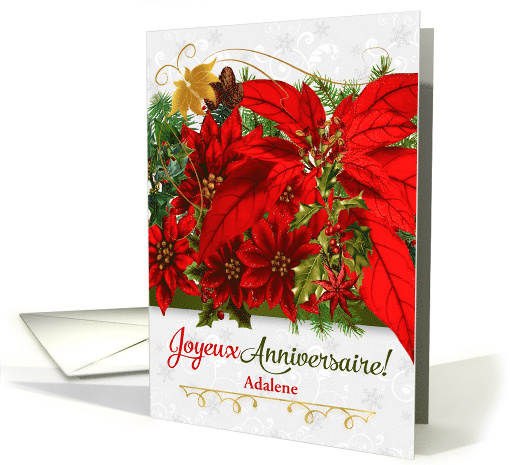 Custom French Birthday Poinsettias for December card (980457)