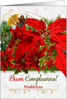 Custom Italian Birthday Poinsettias for December card