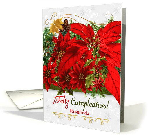 Custom Spanish Birthday Poinsettias Feliz cumpleaos! card (980591)