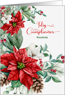 Custom Spanish Birthday Poinsettias Feliz Cumpleaos card