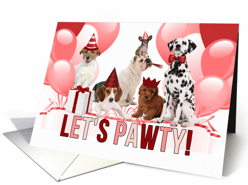 Cute Pack of Birthday Dogs in Red and White Party Invitation card