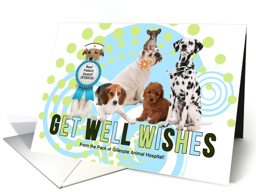 Get Well Cute Pack of Dogs for Pet Related Business Custom Text card