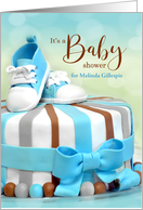 Baby Shower Invitation Blue and Brown Custom card
