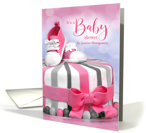 Baby Shower Invitation for Girl Pink and Purple Cake card (988157)