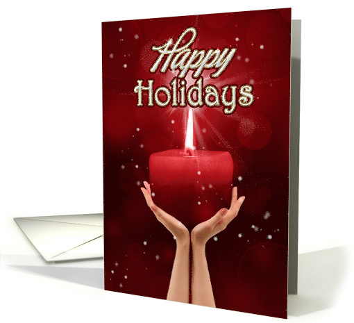 Healing Hands Happy Holidays Red Candlelight card (990089)