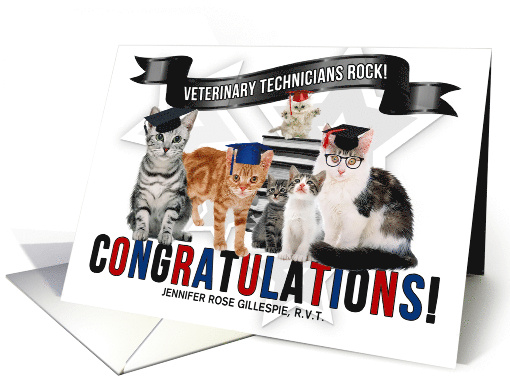 Congratulations Vet Tech Graduate Cats Custom Name card (999443)