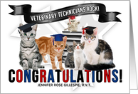 Congratulations Vet Tech Graduate Cats Custom Name card