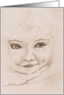 Graphite drawing of a Young Girl Blank card