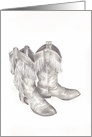 Graphite drawing of My Cowboy Boots blank card