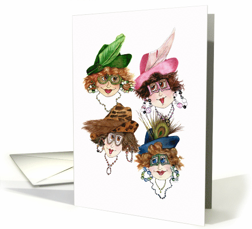 Four Whimsical Lady Friends blank card (1396194)