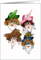 Four Whimsical Lady Friends blank card