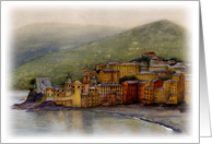 Watercolor painting of Camogli, Italy Blank card