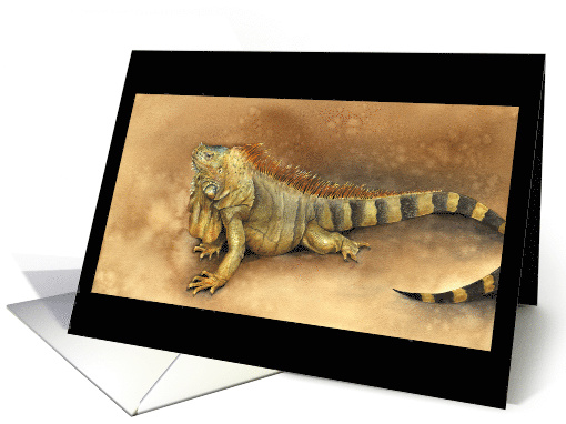 Watercolor painting of an Iguana in Cozumel, Mexico Blank card