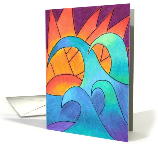 Blank - Waves at Sunset card (453229)