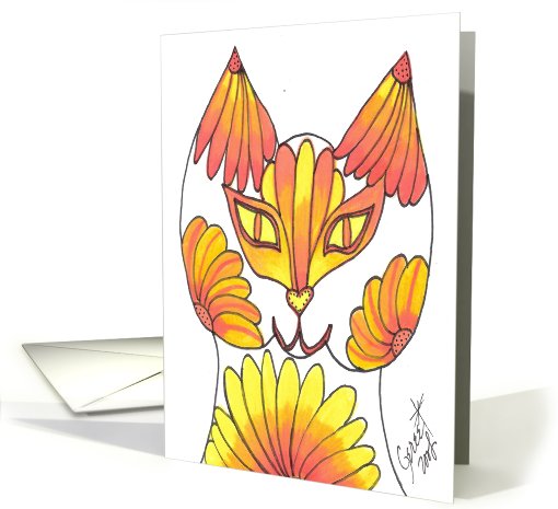 Blank-Sun Flower Kitty card (463447)