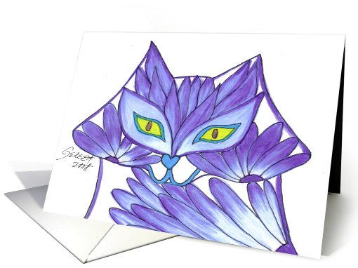 Blank - Blue Flower Kitty card (464314)