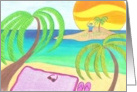 Boy, island, beach card