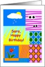 Sara, Happy Birthday, Cute Collage, Youthful card