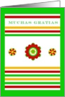 Muchas Gratias, Mexican Floral and Stripes. blank inside card