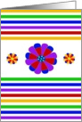 Happy Birthday Flowers and Rainbow Stripes card