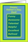 Happy Father’s Day with Compliments, Acrostic card