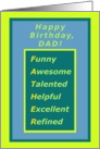 from Son to Dad, Happy Birthday, Dad! Compliments Acrostic card