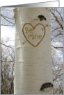 Romantic Love, Heart Birch Tree card