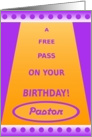 Pastor, Happy Birthday Pass-Funny Haha card