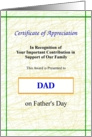 Dad, Happy Father’s Day, Certificate of Appreciation card