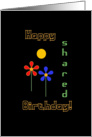 Happy Shared Birthday!, Three Neon Look Flowers card