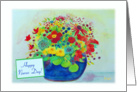 Happy Nurses Day! Blue Pot Full of Spring Flowers card