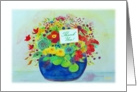 Thank You! Birthday Gift, Big Blue Pot Full of Flowers card