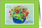 fr. Group,Happy Birthday Day!, Blue Pot Full of Flowers card