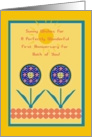 Lesbian First Anniversary! Sunny Wishes with Two Graphic Flowers card