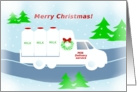 Merry Christmas, Milk Delivery Truck and Snowy Winter Road Scene card