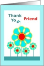 Thank You, Friend, Raindrops on Flowers card