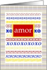 Amor, Love with Hugs and Kisses (blank Inside) card