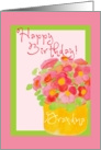 Grandma, Happy Birthday!, Pink Poseys in Frame card